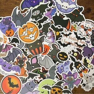 50pc Cute Halloween Bat Sticker Set 🎃 Kawaii Spooky Vinyl Stickers Bundle